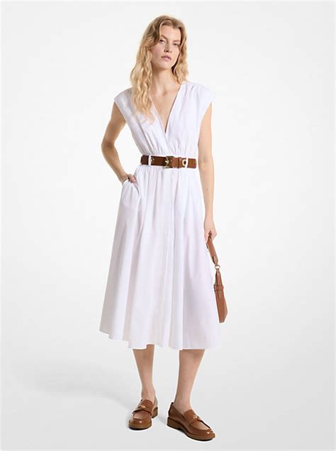 Stretch Organic Cotton Poplin Midi Dress .